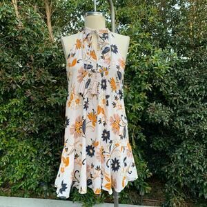 NWT Olivaceous Floral Sleeveless Retro Pink Orange Short Dress Women’s Medium